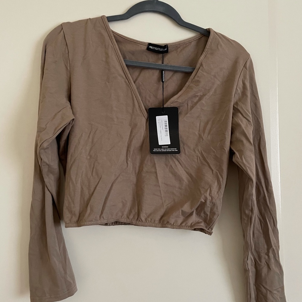Plus stone basic longline long sleeve top